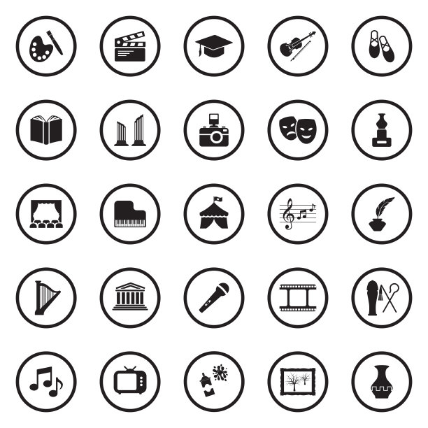 文化图标。圆形的黑色平面设计。矢量插图。图片下载