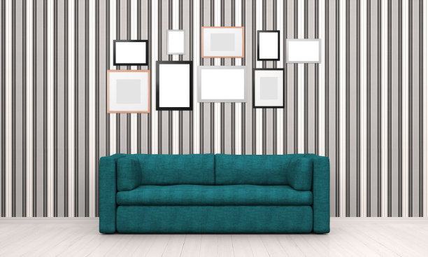 室内有相框和沙发图片下载