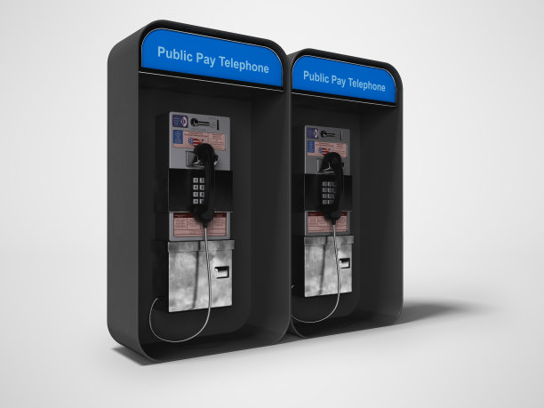电话亭双3d渲染在灰色背景与阴影图片下载
