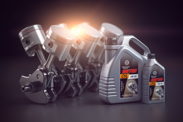 发动机、曲轴和活塞，带马达油筒。汽车服务理念。图片下载