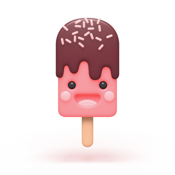 可爱的卡通人物水果冰淇淋的3d数字插图图片下载