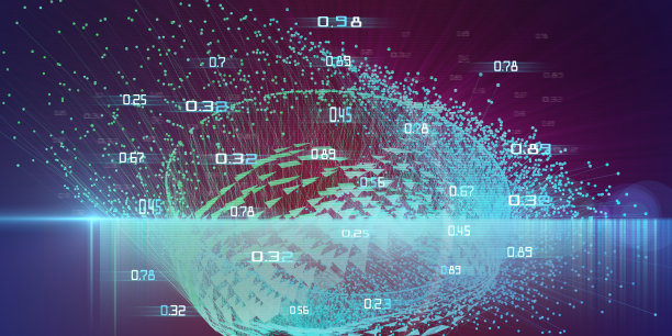 摘要预测分析的未来背景。大数据。量子虚拟加密。人工智能业务可视化。图片下载