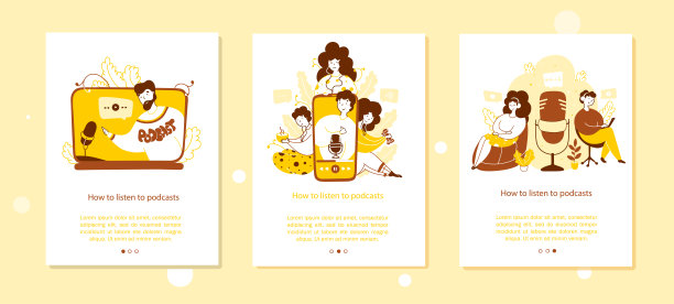 听音频记录在线上线手机app屏幕矢量模板集图片下载