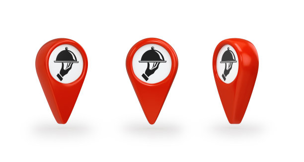 红色指针映射。位置符号孤立在白色背景上。三维演示图片下载