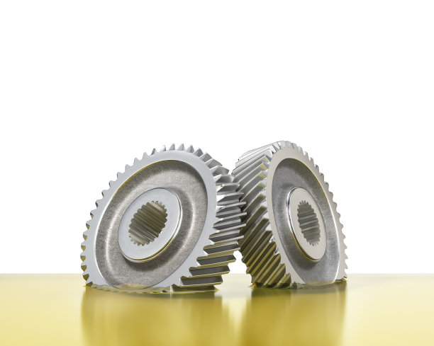 润滑剂。在白色背景上，齿轮被油浸透。三维演示图片下载