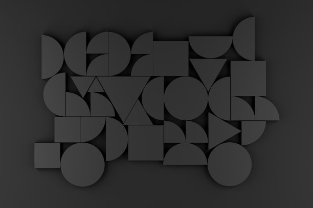 抽象三维几何形状最小的黑色背景图片下载