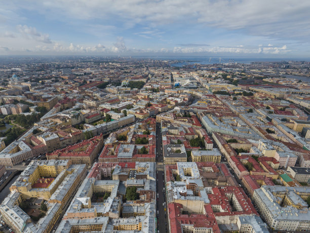 圣彼得堡全景，无人机拍摄，夏日。Sennoy区图片下载