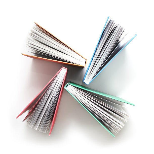 顶视图的扇形书抽象模式上的白色背景图片下载