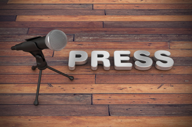 麦克风与PRESS Word - 3D渲染图片下载