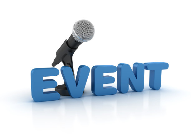 麦克风与事件字- 3D渲染图片下载