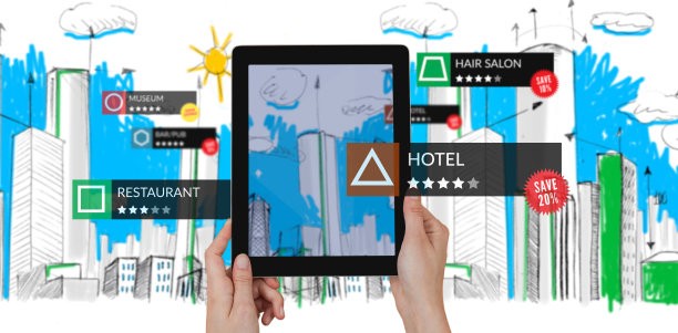 平板电脑与应用程序的复合图像素材图片