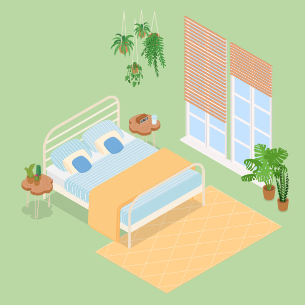 柔和的等距的卧室图片下载