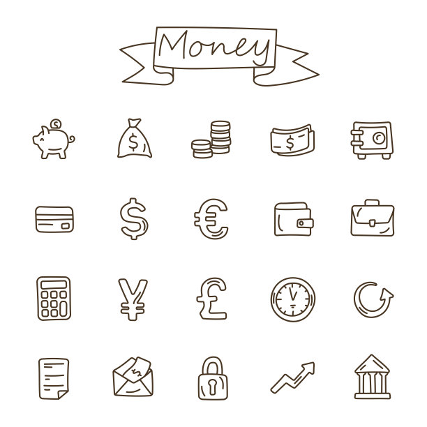 商业和金融图标集图片下载