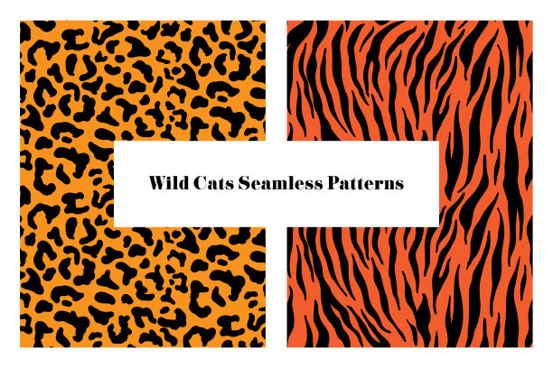 虎纹和豹纹无缝图案，动物皮肤纹理，抽象装饰为服装，时尚狩猎壁纸，纺织品，自然手绘墨水，迷彩服，热带野猫套装图片下载