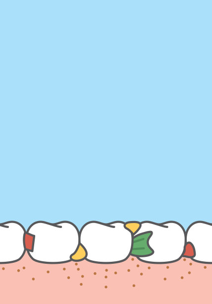 空白横幅食物卡在牙齿框架卡通风格的信息或书籍插图矢量在蓝色的背景。牙科的概念。图片下载