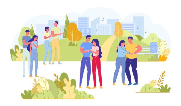 男女情侣在城市公园公寓跳舞。图片下载