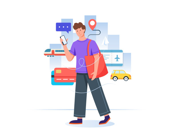 年轻人用手机在线订票素材图片