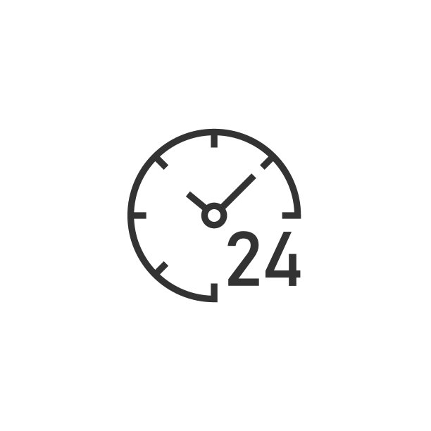 扁平风格的24/7时钟图标。白色孤立背景上的手表矢量图。定时器业务概念。图片下载