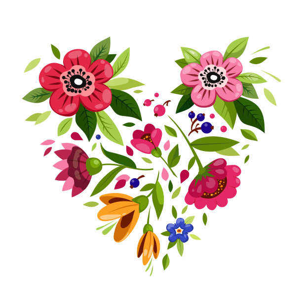 美丽的花的心。心从花中。爱的象征图片下载