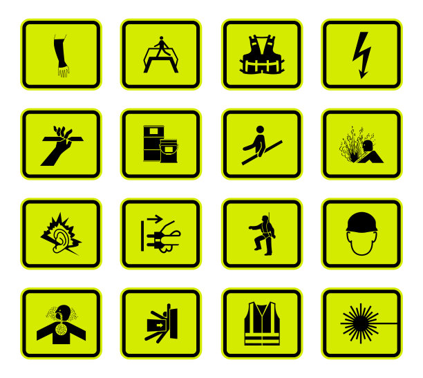 警告危险符号标签标志孤立在白色背景，矢量插图图片下载