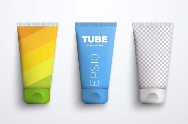 一套矢量模型的现实塑料管奶油或液体。图片下载