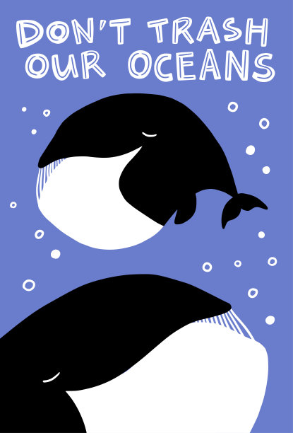 鲸鱼海报上说不要在我们的海洋里乱扔垃圾图片下载