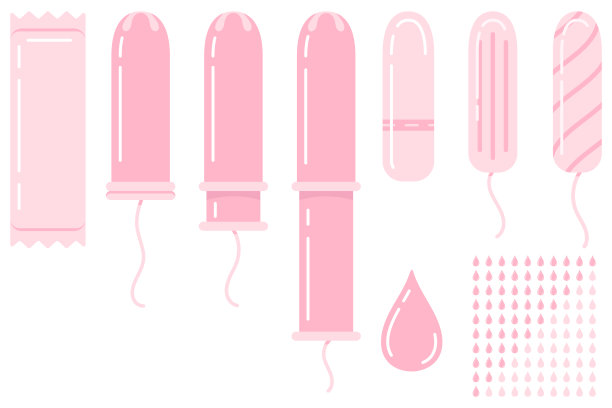 妇女卫生卫生棉条图标矢量集。图片下载