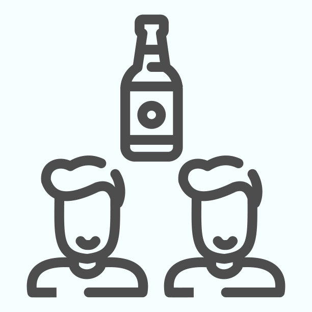 朋友啤酒线图标。两个朋友和一瓶啤酒矢量插图孤立在白色。友情大纲风格设计，为网页和应用设计。Eps 10。图片下载