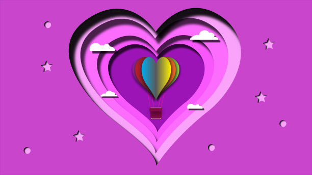 心脏气球在剪纸的心脏插图图片下载