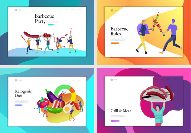 登陆页面模板人们准备烧烤。烧烤聚会。人烧烤肉。生酮饮食卡通人物概念与低碳水化合物饮食图表。健康的生酮图片下载