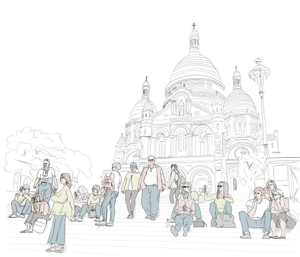 圣心教堂用彩色画人图片下载