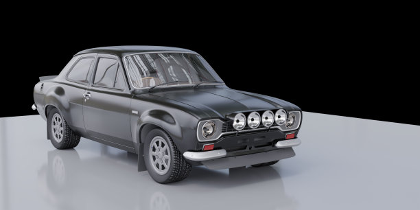 黑色汽车3d插图。赛车的概念。图片下载