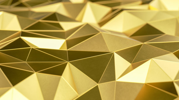 3D抽象低聚，金色混沌结构背景图片下载