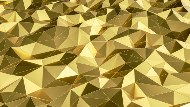 3D抽象低聚，金色混沌结构背景图片下载