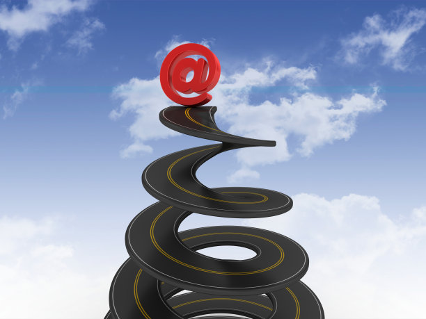 螺旋路与电子邮件符号天空- 3D渲染图片下载