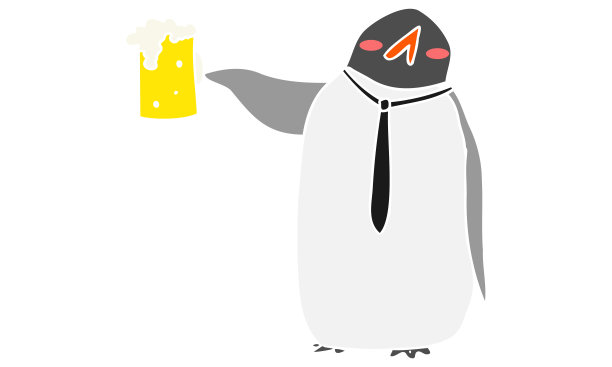 企鹅戴领带的插图-在哪里用啤酒杯敬酒图片下载