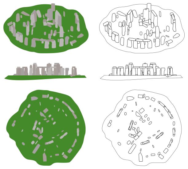 巨石阵遗址在多个视图图片下载