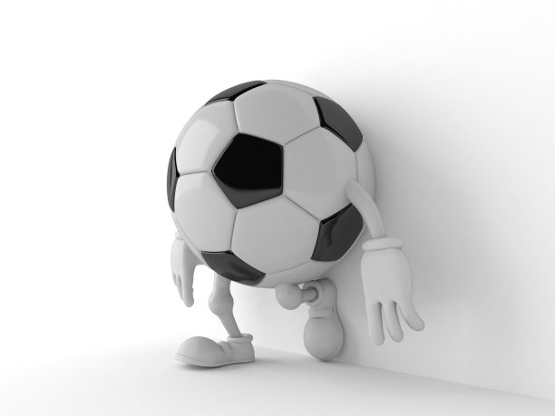 足球人物靠在墙上，白色的背景图片下载