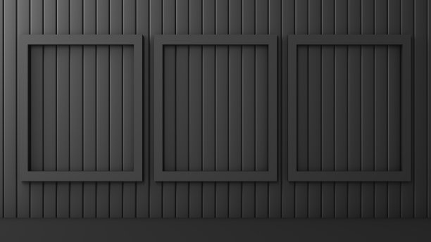 3D抽象空框架，简约设计，黑色背景图片下载