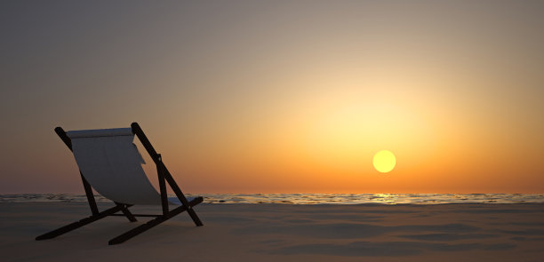 海滩上的沙滩躺椅图片下载