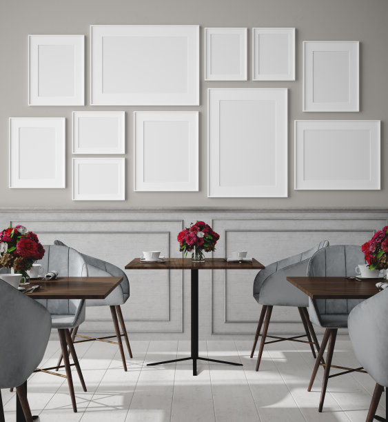 海报模拟在现代咖啡馆室内背景图片下载