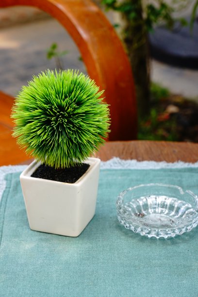 绿色人工树在花盆图片下载