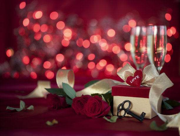 红色玫瑰香槟情人节banner图片下载