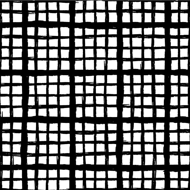 单色无缝图案与交叉条纹，垃圾墨笔触，格子砖图片下载