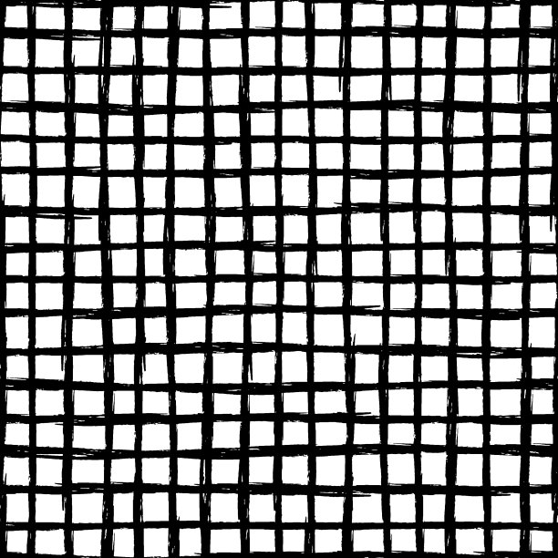 单色无缝图案与交叉条纹，垃圾墨笔触，格子砖图片下载