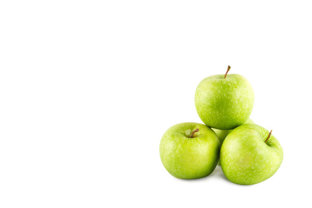 成熟青苹果组在白色背景水果上分离农用食品图片下载