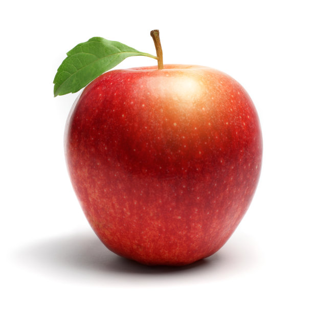 白色背景上有叶子的红苹果图片下载