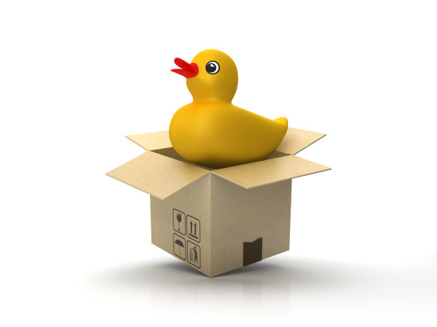 橡胶鸭纸板箱- 3D渲染图片下载