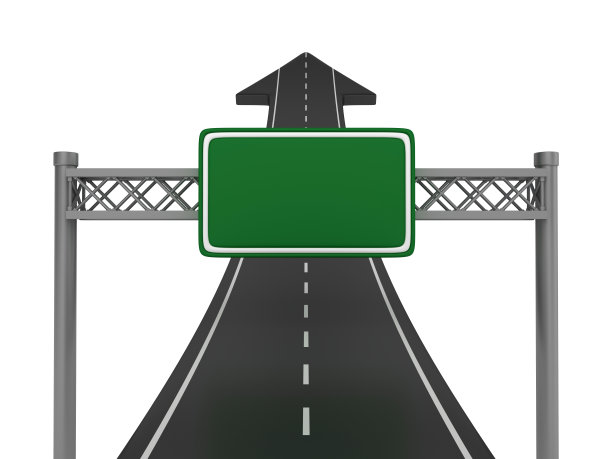 道路箭头与空公路标志- 3D渲染图片下载