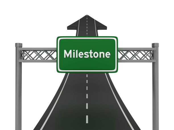 道路箭头与里程碑高速公路标志- 3D渲染图片下载